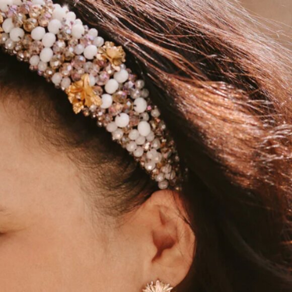 Gold Rose Crystal & Beaded Headband. NWOT. - Picture 3 of 8